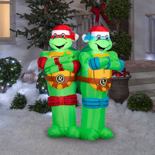 4ft. Airblown® Inflatable Paramount Teenage Mutant Ninja Turtles Leonardo & Raphael Christmas Light